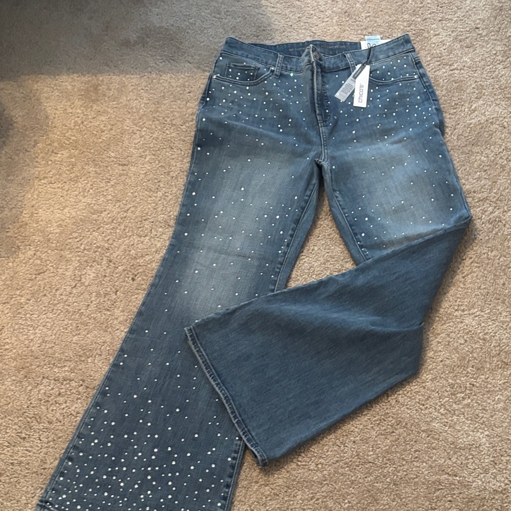 Women's Blue Embellished Jeans